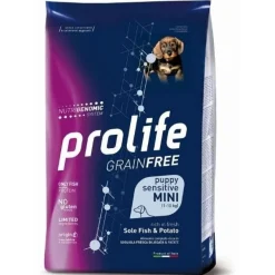 Prolife Grain Free Sensitive Sole Fish & Potato Cibo Secco Per Cani Cuccioli Taglia Piccola Sacco 2 Kg