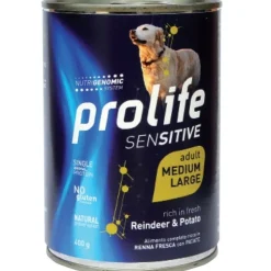 Prolife Sensitive Renne Con Patate Cibo Umido Per Cani Adulti Taglia Media/Grande Lattina 800g