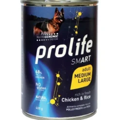 Prolife Smart Pollo Fresco Con Riso Cibo Umido Per Cani Adulti Taglia Medio/Grande Lattina 400g
