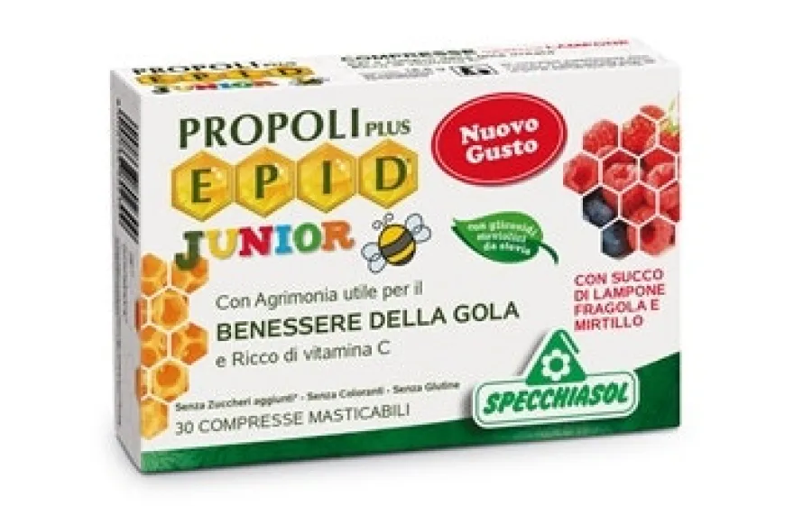 Propoli Plus Epid Junior Gusto Lampone/Fragole/Mirtillo 30 Compresse Masticabili