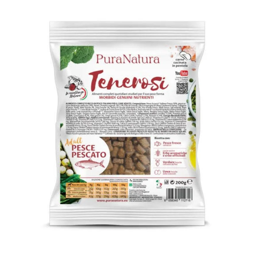 PuraNatura Tenerosi Pesce Cibo Secco Cani Adulti Sacco 200g