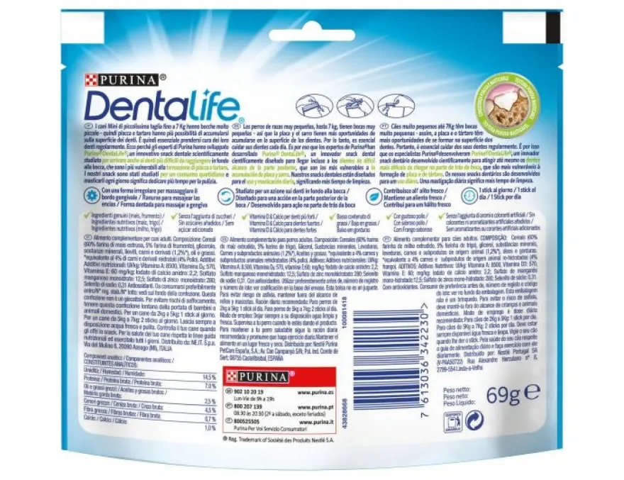 Purina Dentalife Snack Daily Oral Care Per Cani 2 - 7kg Taglia Mini 7 Stick