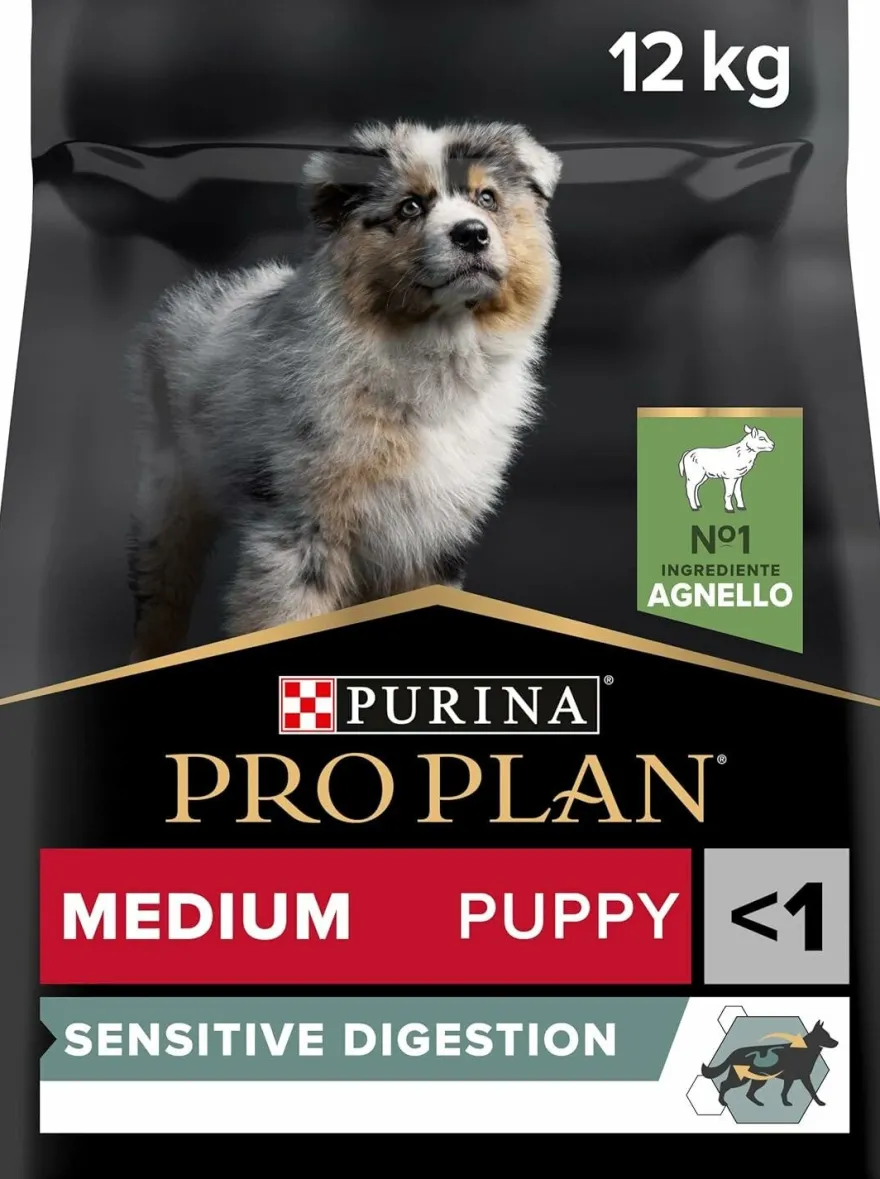 Purina Pro Plan Sensitive Digestion Medium Puppy Con Agnello Crocchette Per Cani Sacco da 12kg