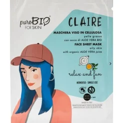 Purobio For Skin Maschera Viso In Cellulosa Claire Relax and Fun 1 Maschera Monouso 15ml