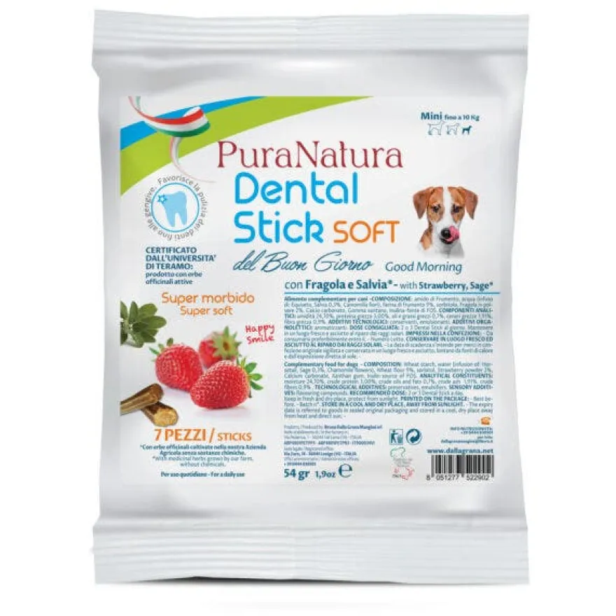 PuroNatura Dental Stick Soft Buongiorno Cani Taglia Mini 7 Pezzi