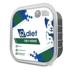 Q.Vet Q Diet Only Horse Cibo Umido Con Cavallo Per Cani/Gatti Adulti Vaschetta 85g