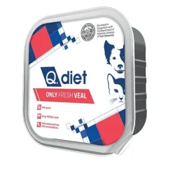 Q.Vet Q Diet Only Veal Cibo Umido Con Vitello Per Cani/Gatti Adulti Vaschetta 150g