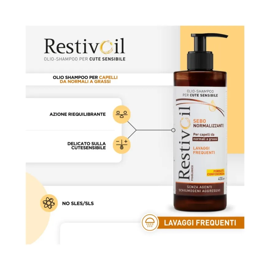 Restivoil Olio Shampoo Sebonormalizzante 400ml - Capelli Grassi