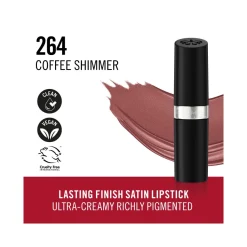 Rimmel Lasting Finish Rossetto Satinato Idratante Formula Vegana 4g 264 Coffee Shimmer
