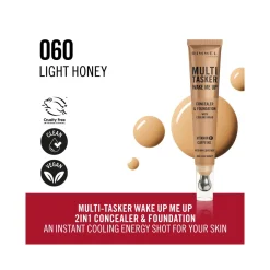 Rimmel Multi-tasker Wake Me Up Correttore & Fondotinta Formula Vegana 060 Light Honey 20ml