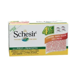 Schesir Multipack Filetti Di Pollo Con Prosciutto Cibo Umido Cani 4x85g