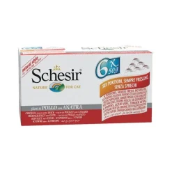 Schesir Multipack Lattina Filetti Di Pollo Con Anatra Cibo Umido Gatto 6x50g