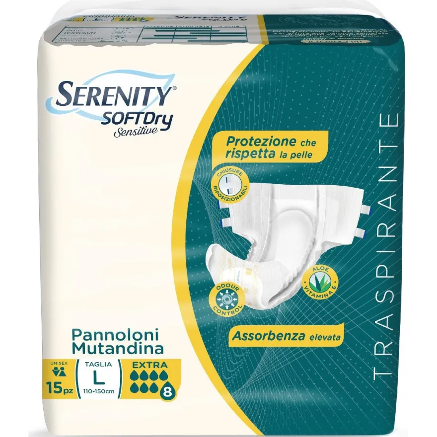 Serenity Soft Dry Sensitive Pannolone Mutandina Extra Taglia L 15 Pezzi