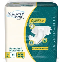Serenity Soft Dry Sensitive Pannolone Mutandina Extra Taglia M 15 Pezzi