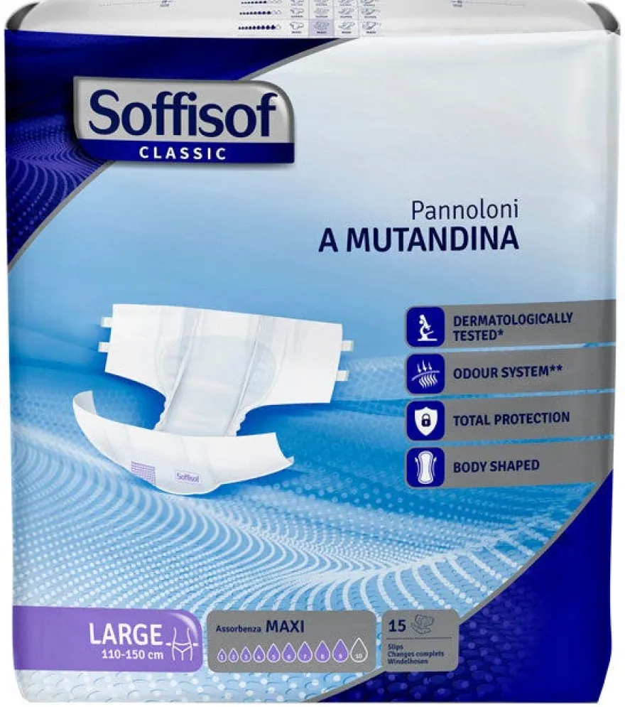 Soffisof Classic Maxi Pannolone A Mutandina Taglia L 15 Pezzi