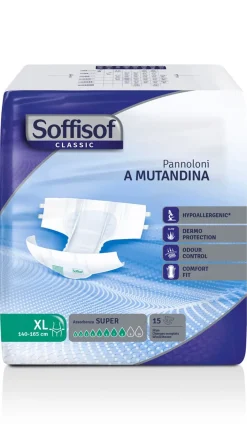 Soffisof Pannoloni a Mutandina Con Adesivi Classic Super Taglia XL 15 Pezzi
