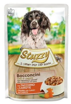 Stuzzy Bocconcini Con Tacchino E Carote Per Cani Adulti Bustina 100g