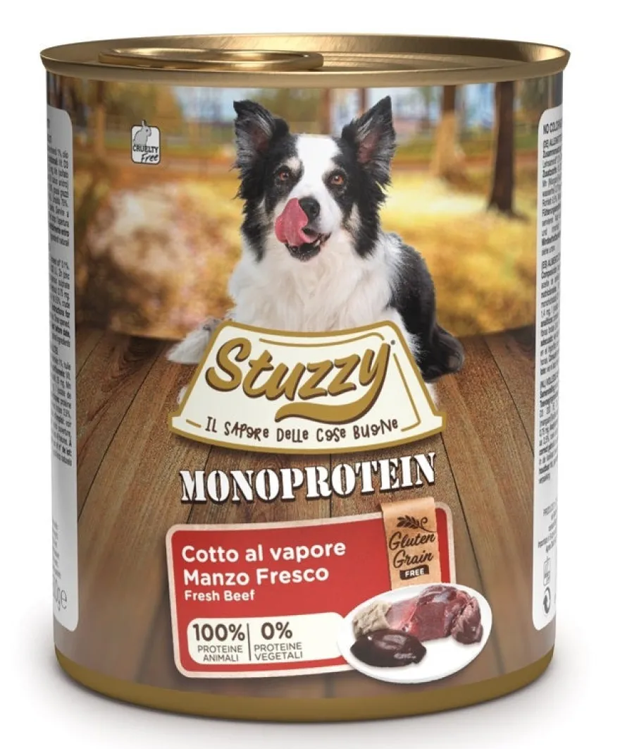 Stuzzy Monoprotein Al Manzo Cibo Umido Cani Adulti Barattolo 800g