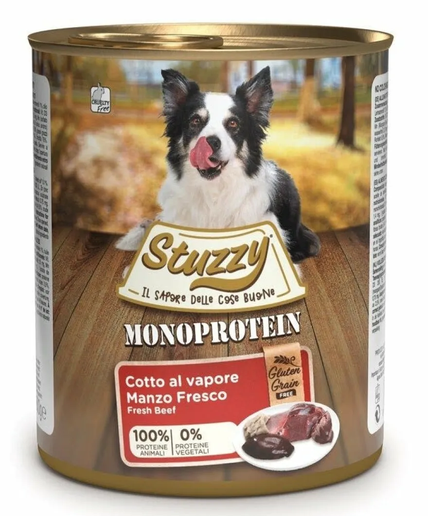Stuzzy Monoprotein Al Manzo Cibo Umido Cani Adulti Barattolo 800g