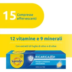 Supradyn Ricarica 50+ Integratore Vitamine e Minerali con Antiossidanti 15 Compresse Effervescenti