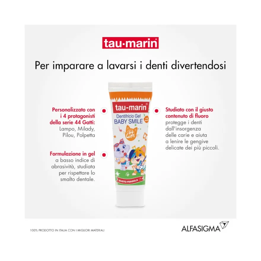 Taumarin Dentifricio Baby Gusto Fragola 44 Gatti 2-6 Anni 50ml