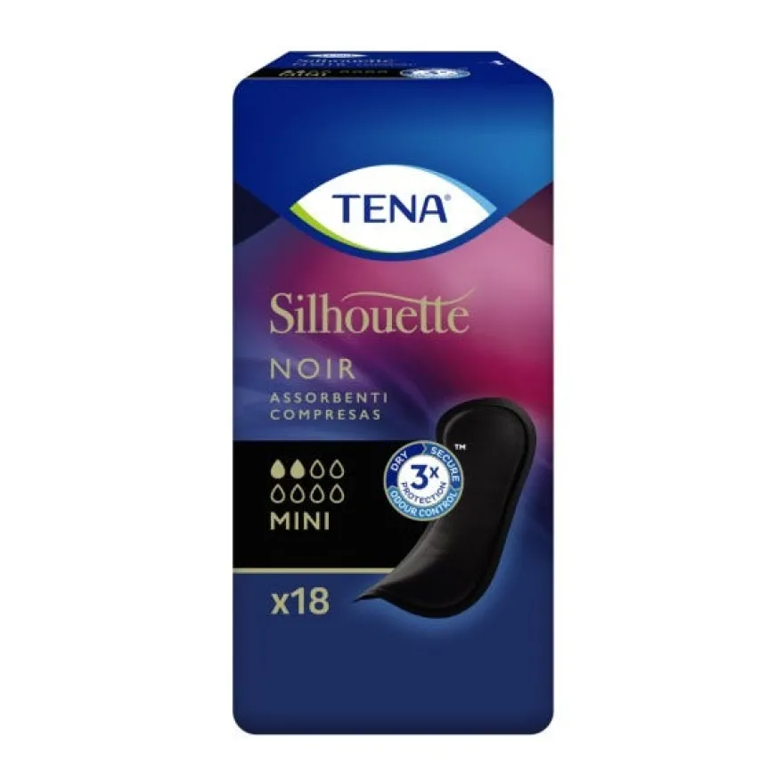 Tena Silhouette Noir Mini Assorbente Nero Incontinenza Leggera 18 Pezzi
