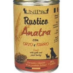 Unipro Rustico Anatra Orzo Farro Cibo Cane Adulto Barattolo 400g