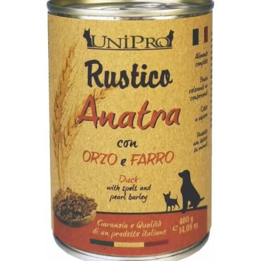 Unipro Rustico Anatra Orzo Farro Cibo Cane Adulto Barattolo 400g