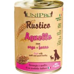 Unipro Rustico Cibo Umido Agnello Orzo E Farro Per Cani Barattolo 400g