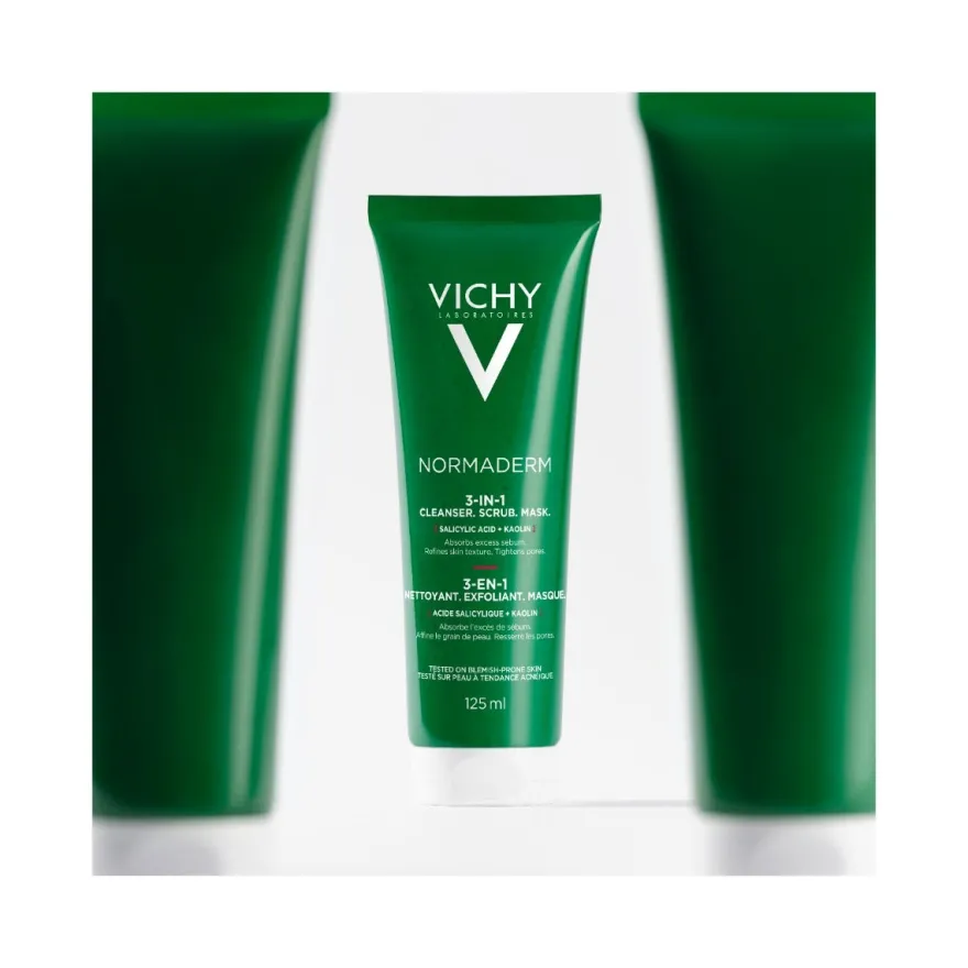 Vichy Normaderm 3 in 1 Esfoliante + Crema Detergente + Maschera 125 ml
